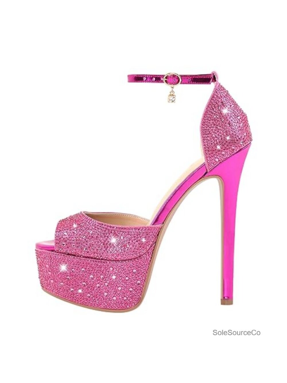 Women's Gladiator Rhinestone Clear Chunky Heel Sandals Platform Strappy